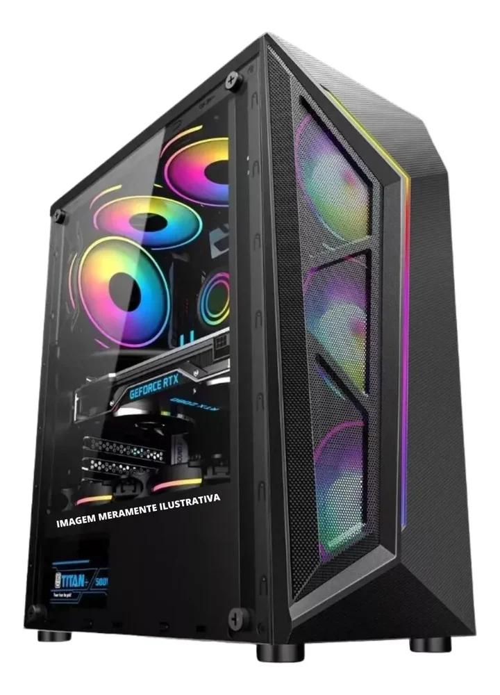 Gabinete ATX BrazilPC Gamer BPC-4A505 Preto com 4 Coolers Rainbow – Sem Fonte