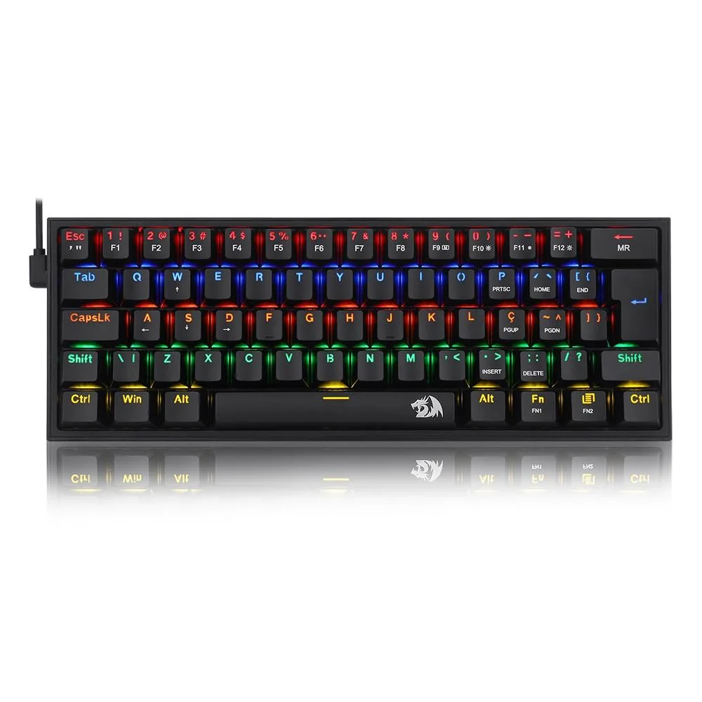 TECLADO REDRAGON MECANICO GAMER FIZZ RAINBOW SWITCH MARROM K617-R-B (PT-BROWN) - PRETO (A)