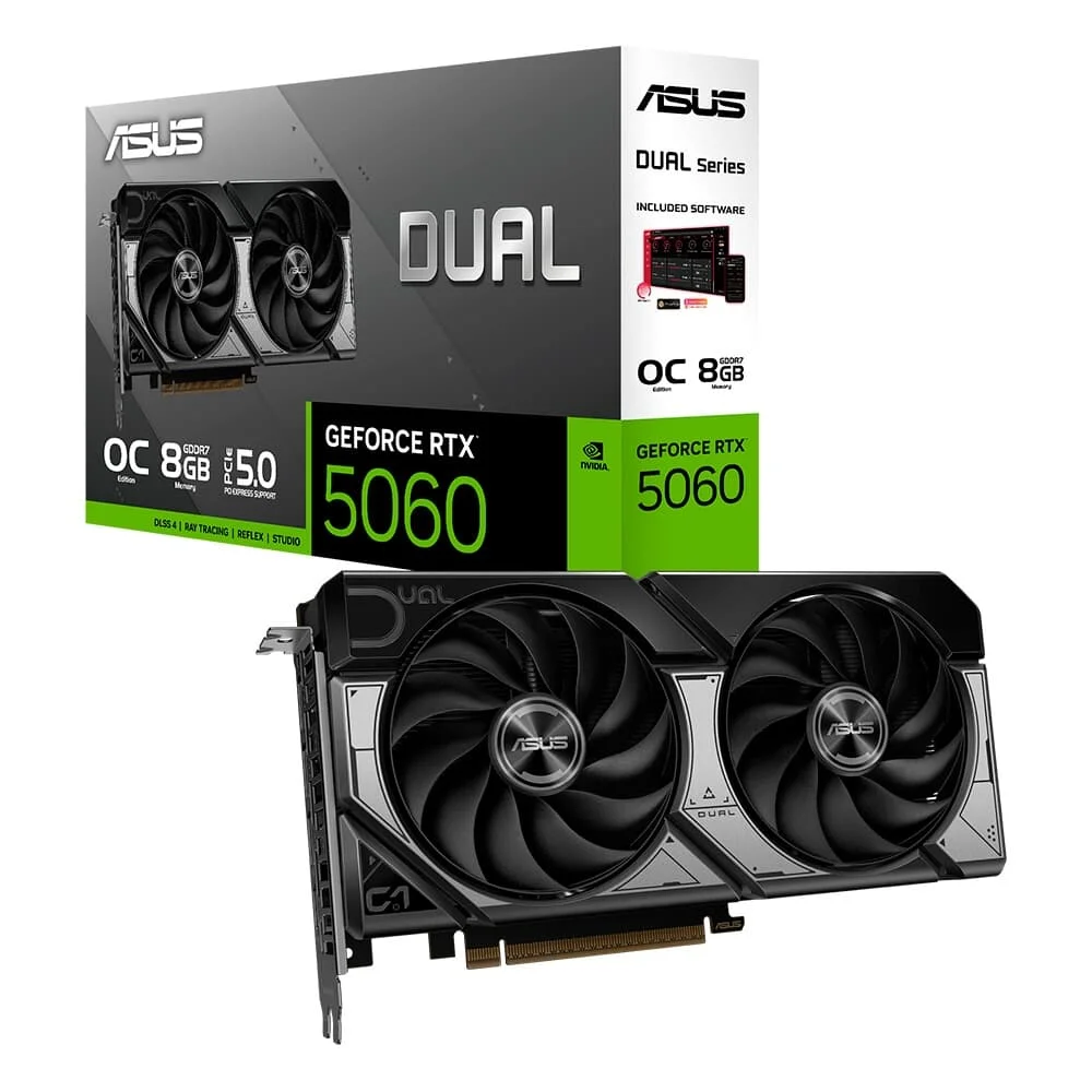 PLACA DE VIDEO ASUS DUAL RTX 5050 OC 8G NVIDIA GEFORCE 8GB GDDR6 128BIT DLSS 4 (2 FANS) - PRETO (A)