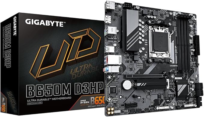 PLACA MÃE GIGABYTE B650M D3HP DDR5 GAMING AM5 (4 SLOTS), M-ATX - PRETO (A)