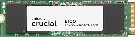 SSD CRUCIAL E100 NVME M.2 2280 L-5000MB/s G-4500MB/s PCIE GEN4 PRETO/VERDE