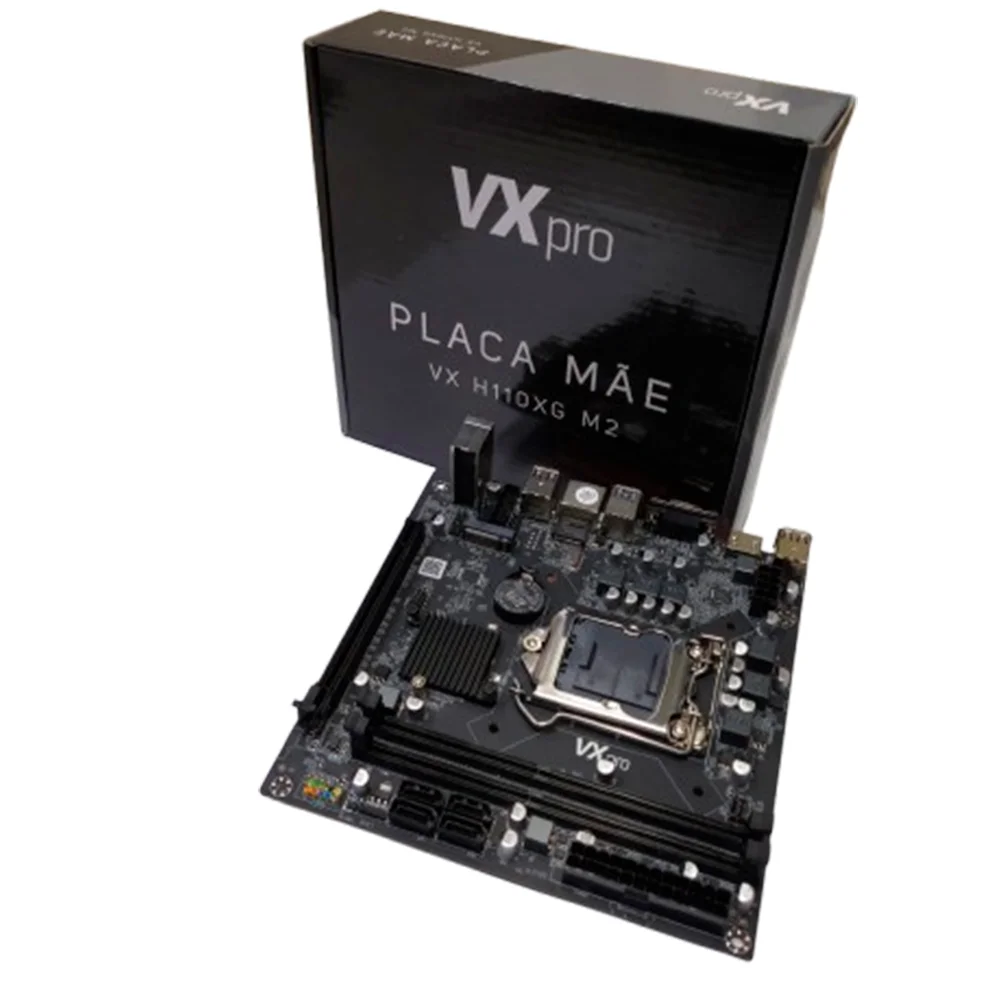 PLACA MÃE VXPRO H110, LGA 1151 VGA/HDMI/GIGA/NVME, MICRO ATX DDR4 6-9ª - PRETO (A)