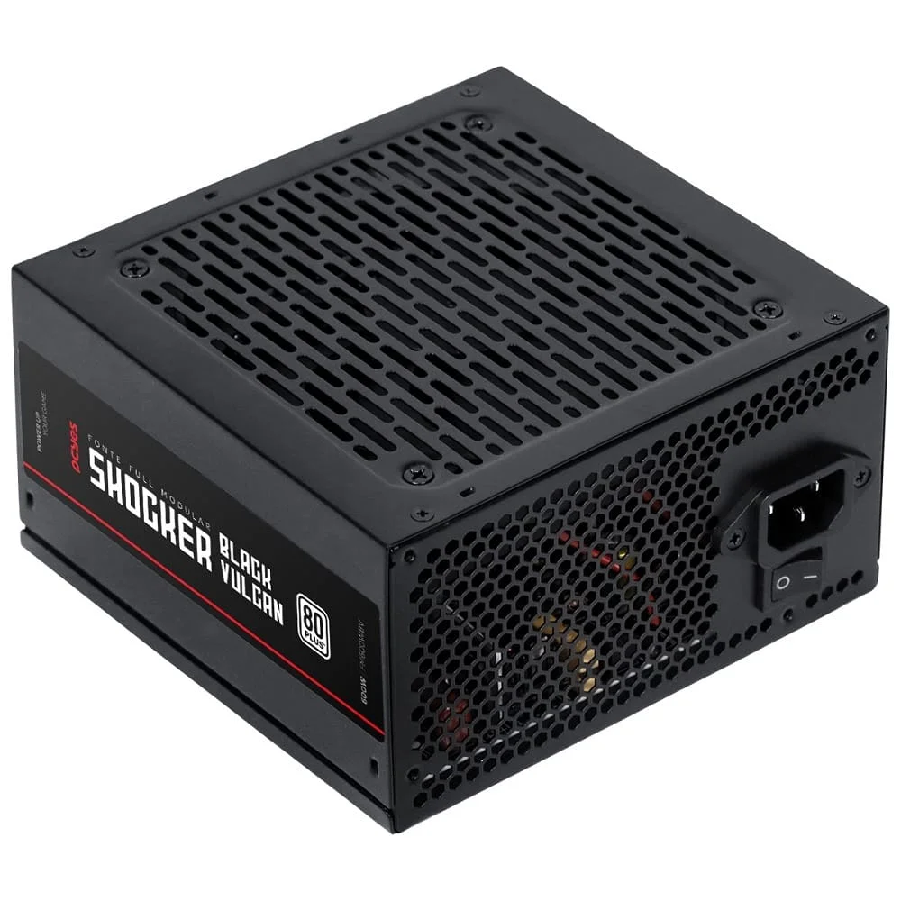 FONTE ATX PCYES 600W GAMER SHOCKER PRETO (A)