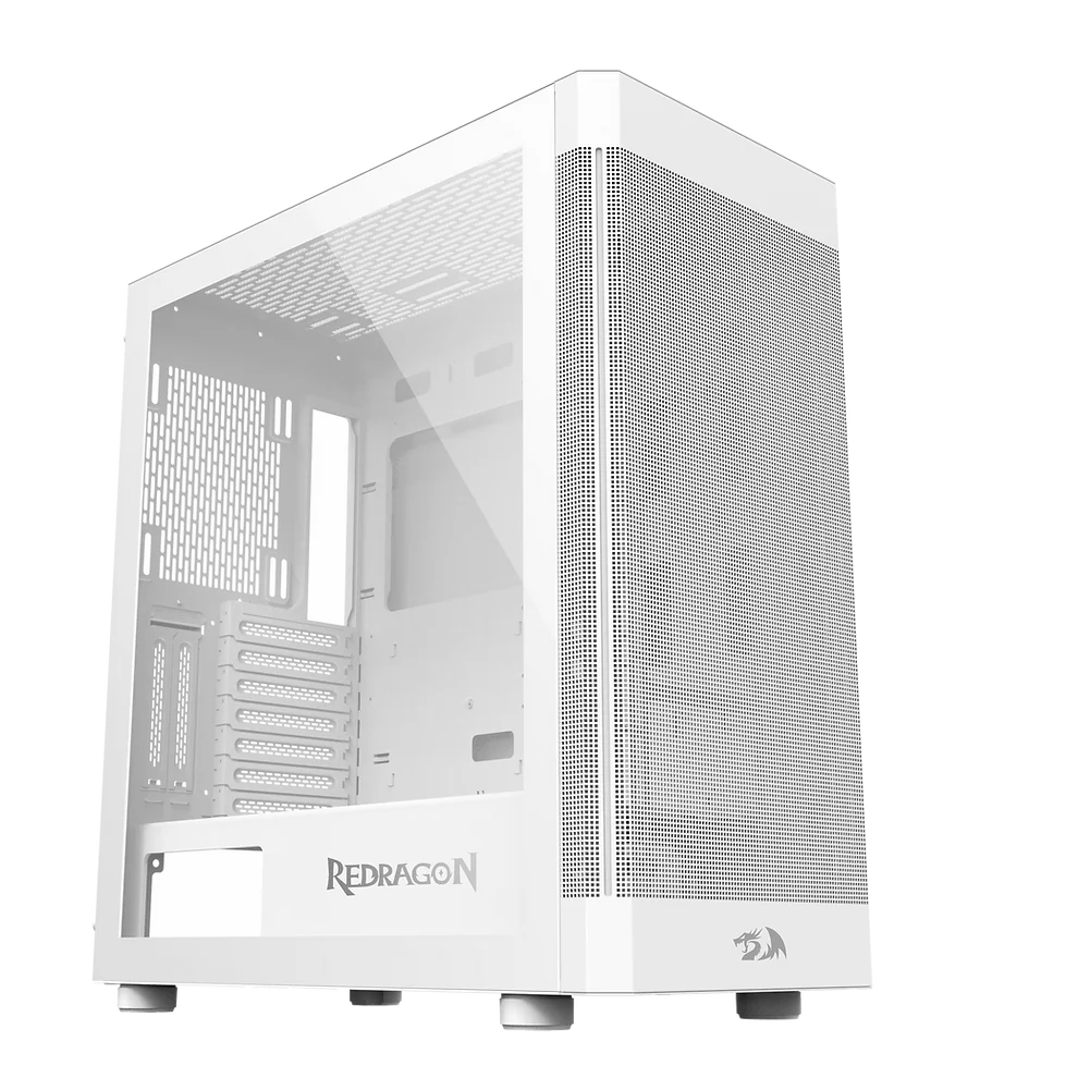 GABINETE GAMER REDRAGON AEROGLASS, MID-TOWER - BRANCO (A)