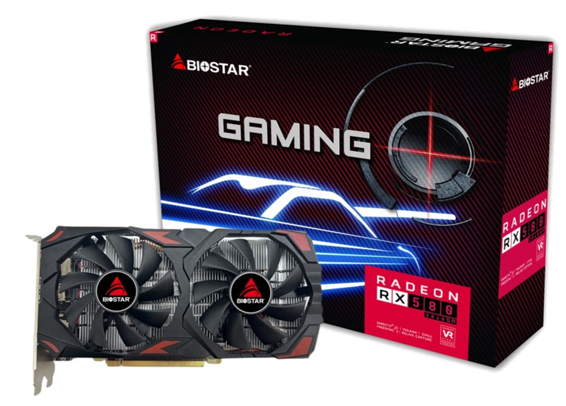 PLACA DE VÍDEO BIOSTAR AMD RADEON RX 580 2048SP, 8GB, GDDR5, 256 BIT - PRETO (A)