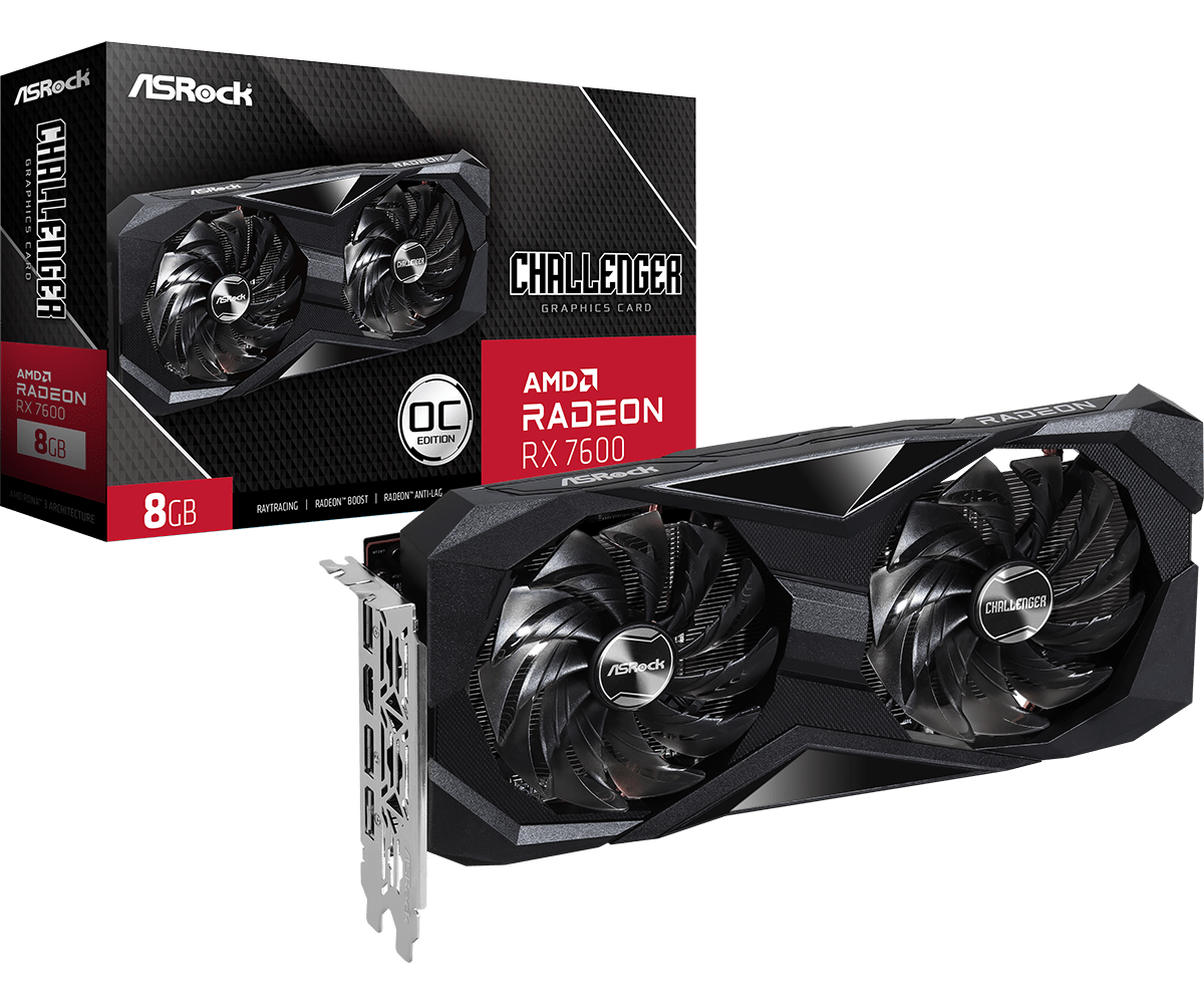 Placa de Vídeo RX 7600 Challenger ASRock AMD Radeon, 8GB GDDR6 - 90-GA41ZZ-00UANF