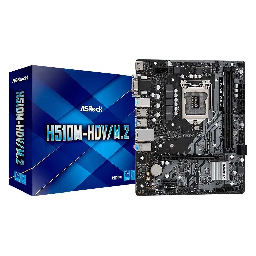 PLACA MAE ASROCK H510M-HDV LGA1200 (2 SLOTS MAX 64GB) DDR4 M2 PRETO(A)