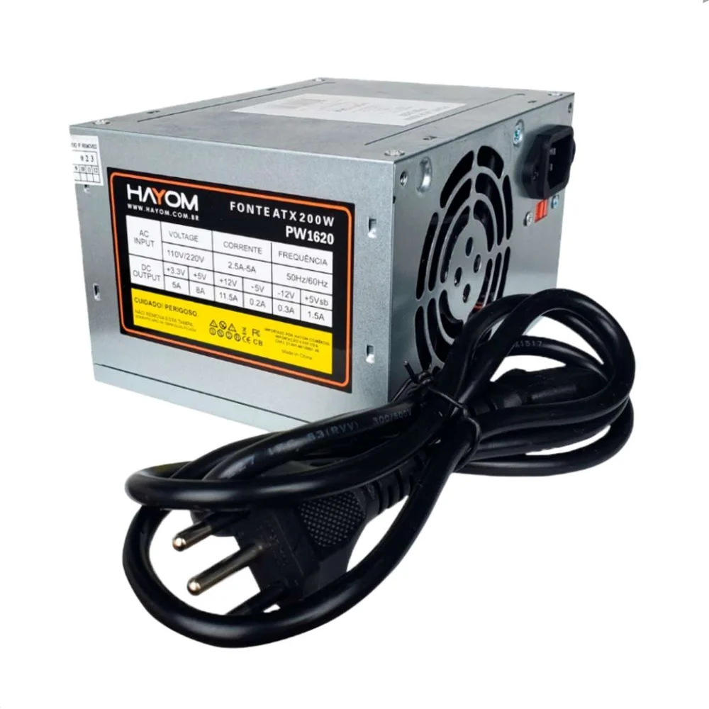 FONTE ATX HAYOM 200W NOMINAL PW1620 PRETO(A)