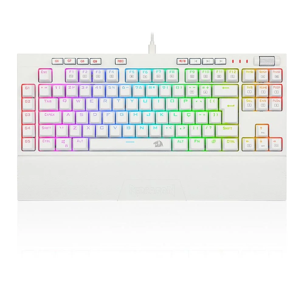 TECLADO REDRAGON BROADSWORD  OPTICO MECANICO PRO RGB SWITCH VERMELHO - BRANCO