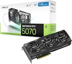 PLACA DE VIDEO PNY NVIDIA GEFORCE RTX 5070 OC 12GB GDDR7 DLSS RAY TRACING 3 FANS - PRETO(A)