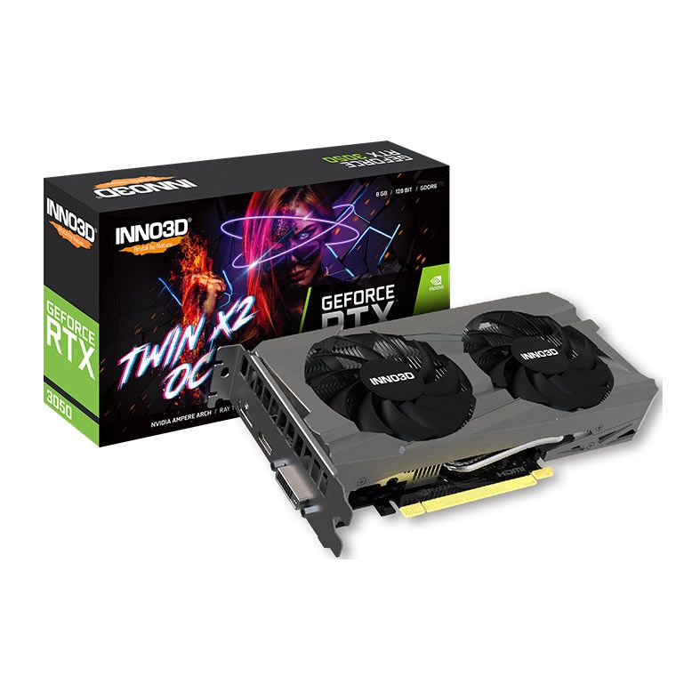 PLACA DE VÍDEO INNO3D GEFORCE RTX 3050 TWIN X2 6GB GDDR6 DUAL SLOT N30502-06D6-1711VA60