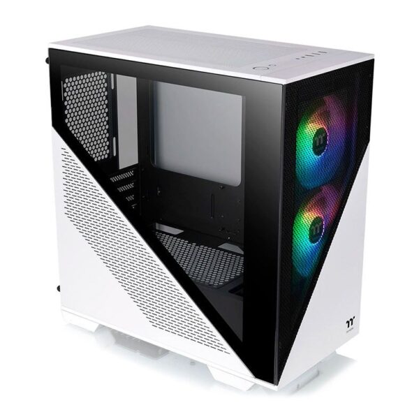 Gabinete Gamer Thermaltake Divider 170 TG, ARGB, Mini-Tower, Lateral de Vidro, Com 2 Fans, Branco e Preto - Image 4