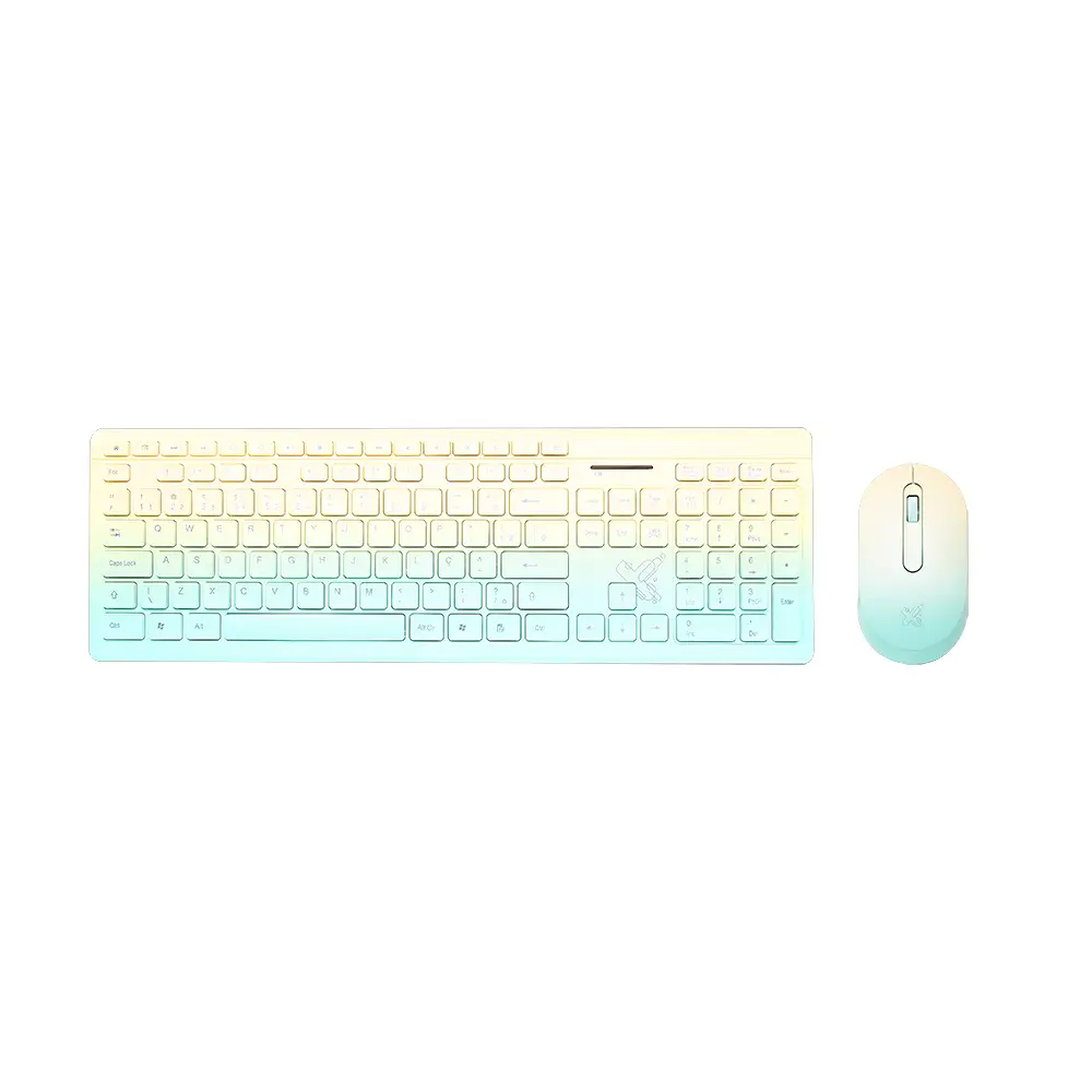 Kit Teclado e Mouse Deluxe Pro Sem Fio 2.4g Verde/Amarelo Maxprint