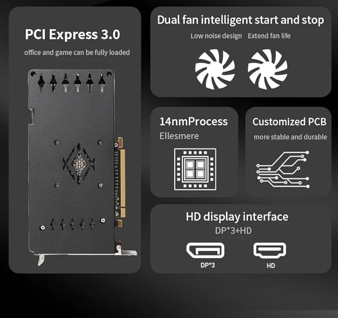 Placa de Video Veineda AMD RX 580, 8GB GDDR5, 256Bit, PCI Express 3.0 - Imagem 4