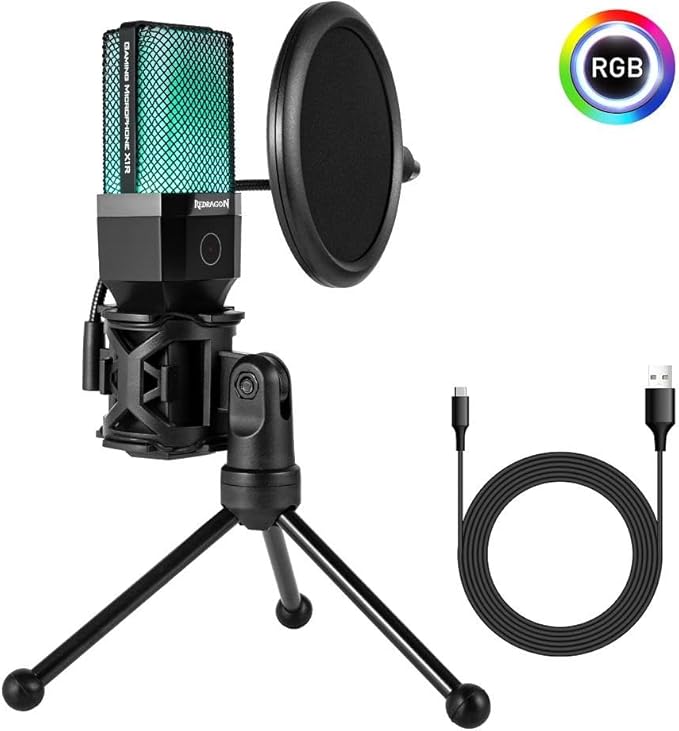 Microfone Condensador Redragon Adne, RGB, USB, Preto, GM212 - Imagem 2