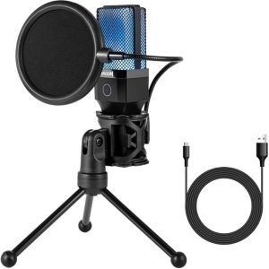 Microfone Condensador Redragon Adne, RGB, USB, Preto, GM212