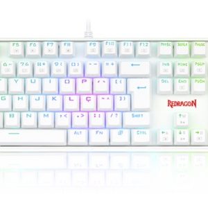 Teclado Mecânico Gamer Redragon Mitra, RGB, Switch Outemu Brown, ABNT2, Branco - K551W-RGB